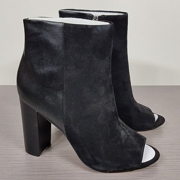 Sam Edelman Yarin Peep-Toe Bootie, Black Suede & Leather, Womens Size 10 - Picture 3 of 7